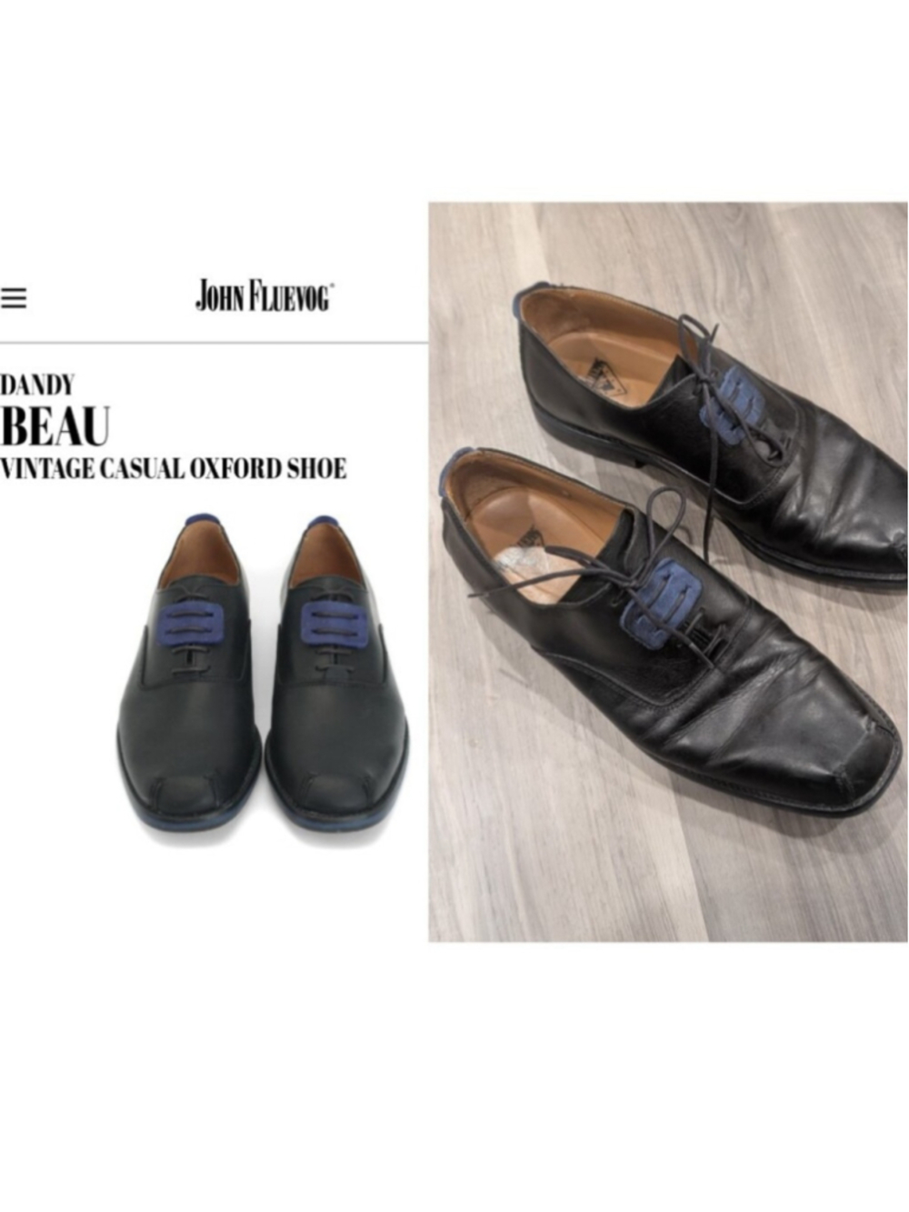 John Fluevog | Dandy Beau Oxfords In Black/Blue